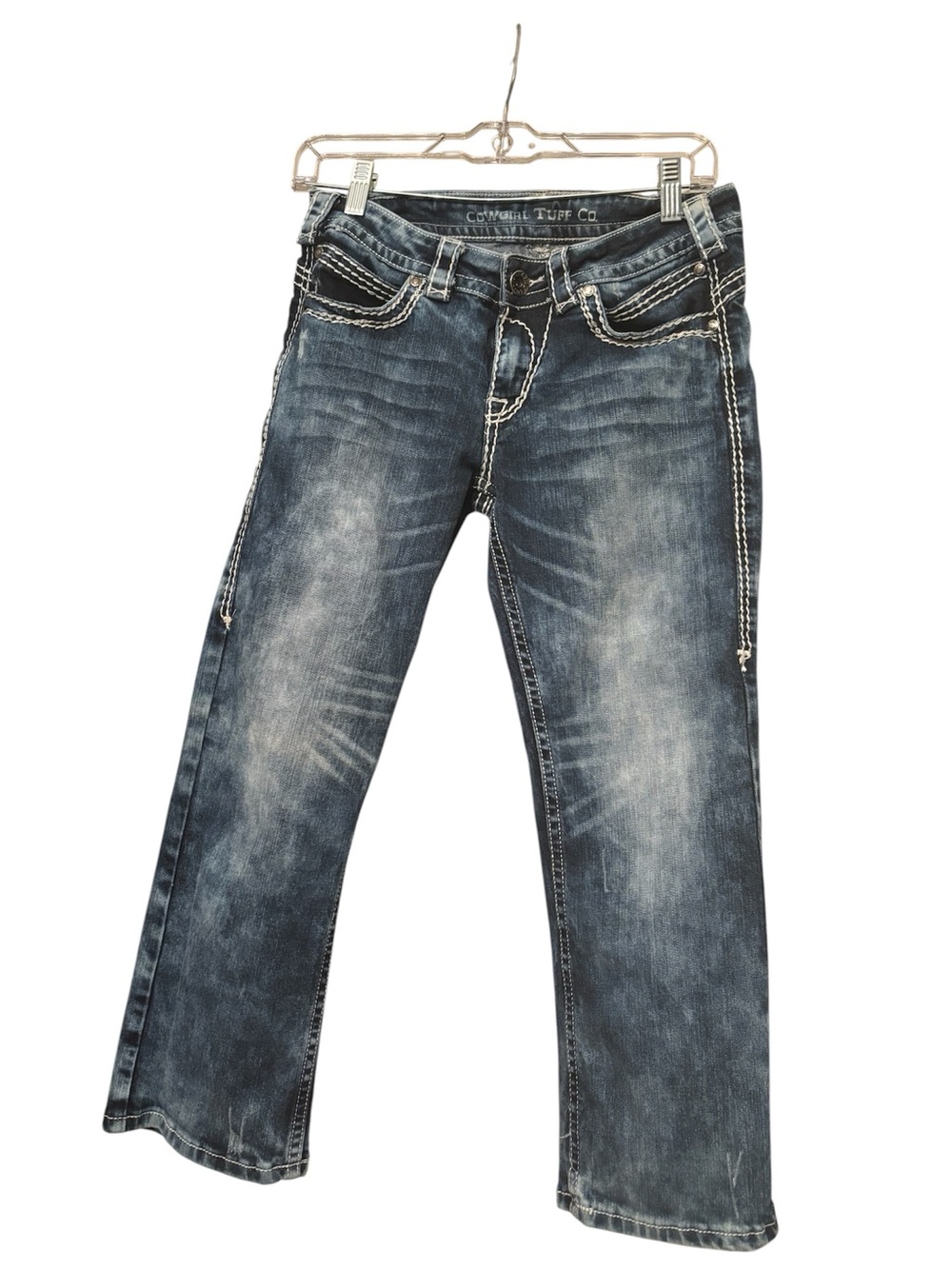 Cowgirl Tuff Women’s Ankle Denim Jeans in Washed Blue